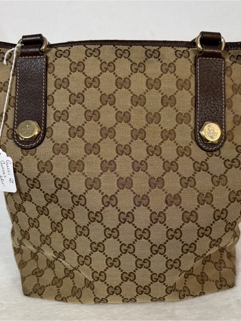 Gucci Beige and Dark Brown GG Canvas Tote